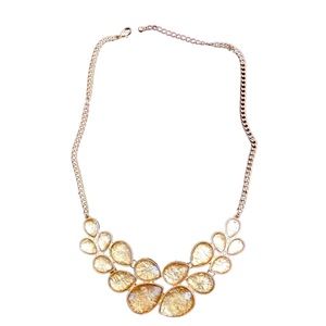 Gold costume jewelry necklace with gold stones adjustable clasp one size